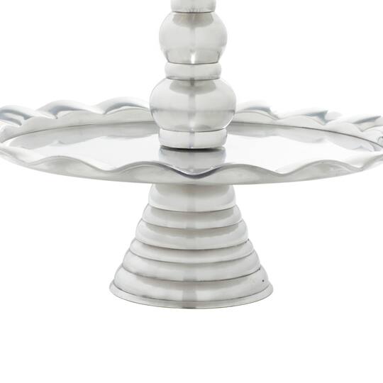 24" Silver Aluminum 3-Tier Tray Stand